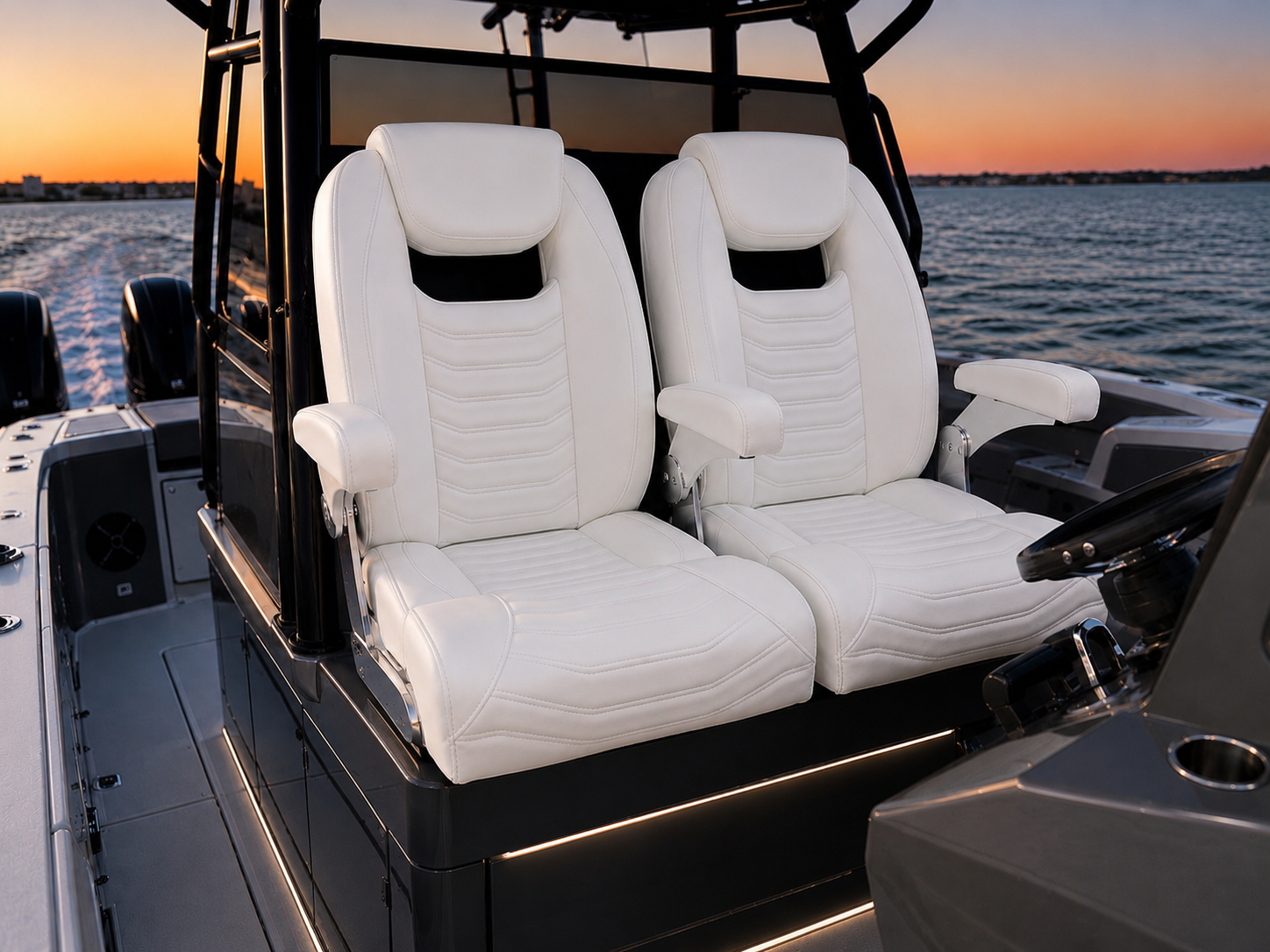 Pair of custom marine captain chairs