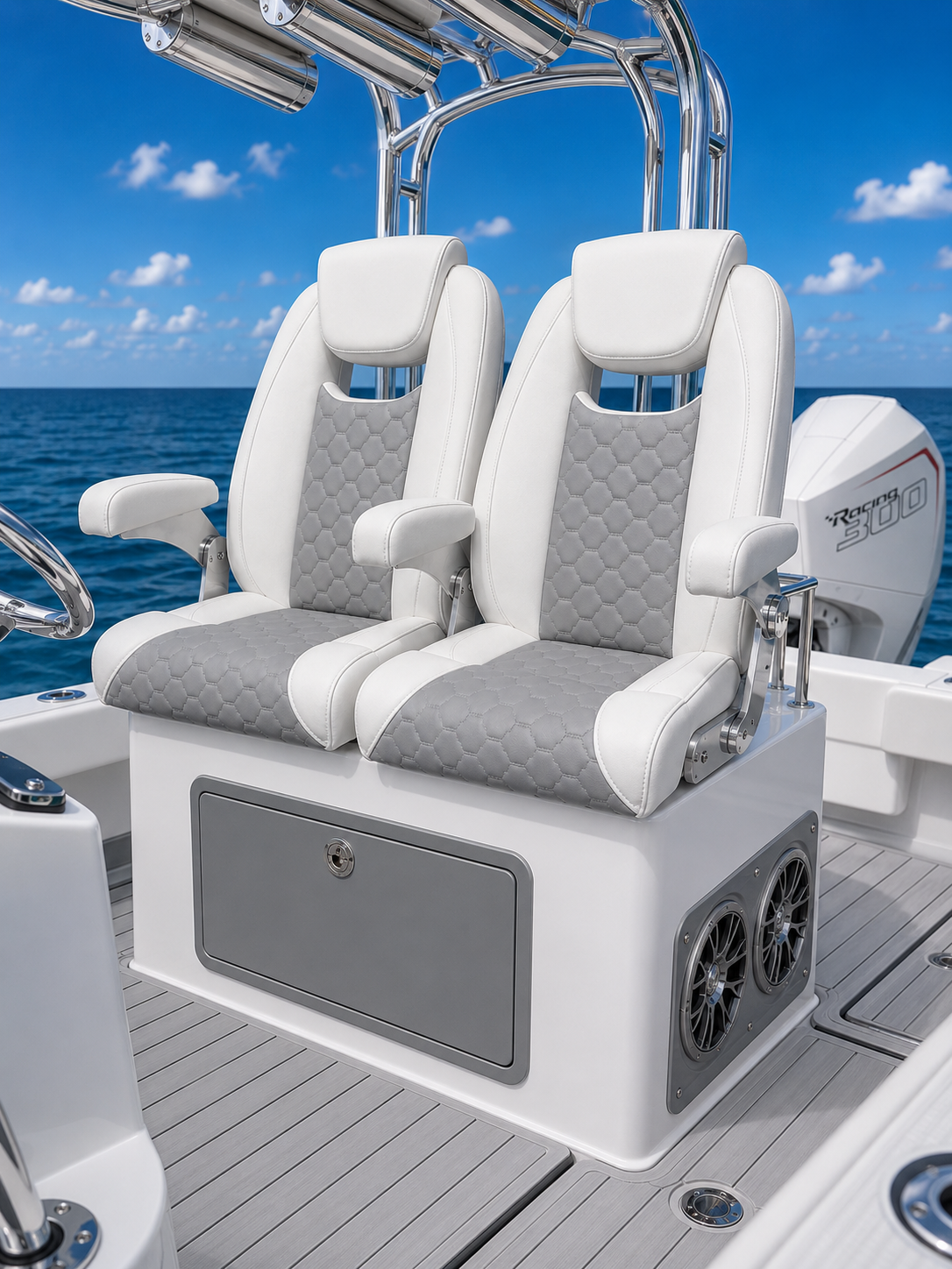 Upholstered boat helm seat